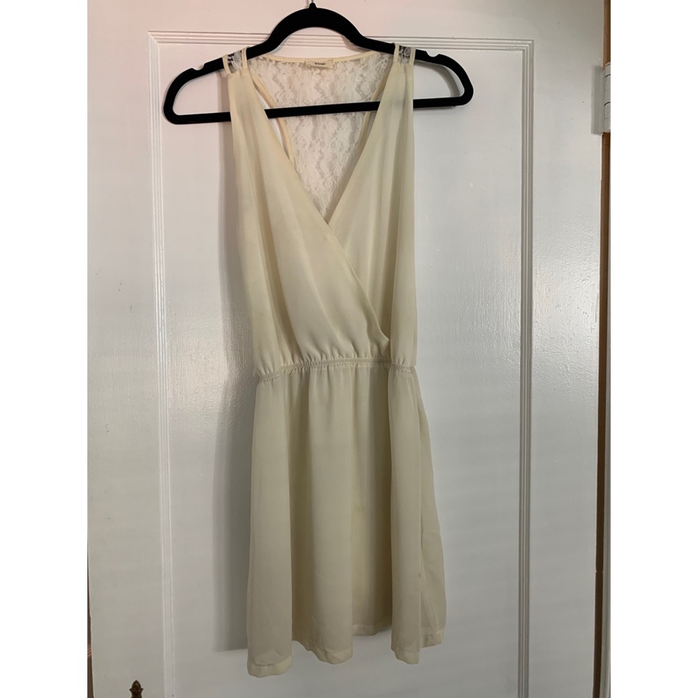 Cream Chiffon & Lace Dress - Tobi - Small